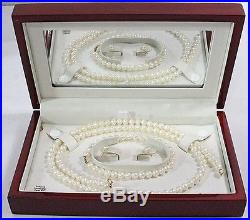 Authentic Pearl and 14K Gold 3 Piece Set (Necklace, Bracelet and Earrings)
