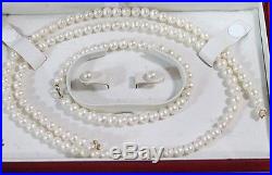 Authentic Pearl and 14K Gold 3 Piece Set (Necklace, Bracelet and Earrings)