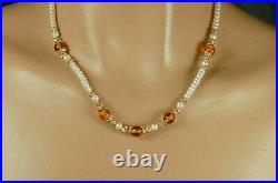 Baltic Amber & Pearl Necklace 17 plus 2 Extender & Earrings Set 1/4 Long