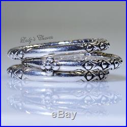 Barbara Bixby Set of 3 Bead Design Stack Sterling Silver 18K Gold Ring Size 6