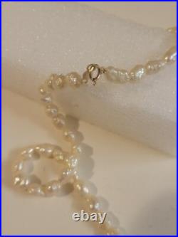 Baroque Freshwater Pearl 15 Necklace With 14k Gold Clasp & 6mm Pearl Earring Set