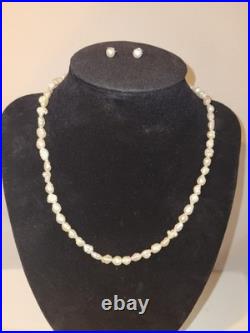 Baroque Freshwater Pearl 15 Necklace With 14k Gold Clasp & 6mm Pearl Earring Set