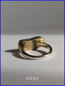 Baroque Keshi Pearl Sterling Silver Bar Ring Bezel Set Gold Plated Size S / 9 Baroque Keshi Pearl Sterling Silver Bar Ring Bezel Set Gold Plated Size S / 9