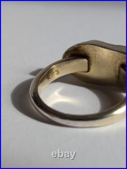 Baroque Keshi Pearl Sterling Silver Bar Ring Bezel Set Gold Plated Size S / 9 Baroque Keshi Pearl Sterling Silver Bar Ring Bezel Set Gold Plated Size S / 9