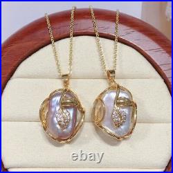 Baroque Pearl Jewelry Sets 18K Gold Plating Freshwater Pearl Necklace Earrings