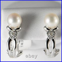 Beautiful 14K White Gold Cultured Pearl Earrings & Ring Set