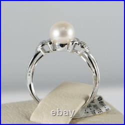 Beautiful 14K White Gold Cultured Pearl Earrings & Ring Set