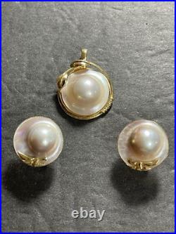 Beautiful 14K Yellow Gold and Blister Pearl Pendant and Earrings Set 16.6 Grams Beautiful 14K Yellow Gold and Blister Pearl Pendant and Earrings Set 16.6 Grams