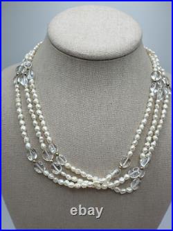 Beautiful 14k Gold Signed RTI Freshwater Pearl & Quartz Necklace & Bracelet Set