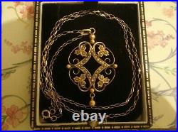 Beautiful Antique Art Nouveau, Finely Crafted 9CT Gold Seed Pearls Set Pendant