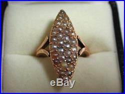 Beautiful Antique Gold Ring, Large Setting With Various Coloured Seed Pearls