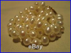 Beautiful Good Quality Vtg 14k Gold Genuine Cultured Pearl Necklace Earrings Set