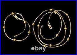 Beautiful Italian 9ct White Yellow Gold Chain Bead 18 Necklace Bracelet Set