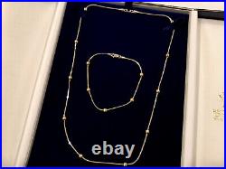 Beautiful Italian 9ct White Yellow Gold Chain Bead 18 Necklace Bracelet Set
