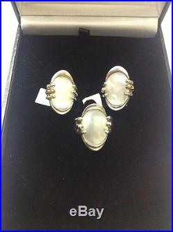 Beautiful Sterling Silver Set With 18k Gold And Mother Of Pearl Set
