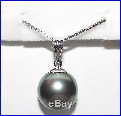 Beautiful Tahitian Pearl Pendant 18 kt White Gold Setting EXC CONDITION