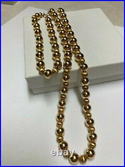 Beautiful Vintage 14k Gold Ball Bead Necklace And Bracelet Jewelry Set