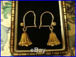 Beautiful Vintage Finely Crafted 9CT Gold Dangling Bells Set Drop Earrings