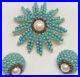 Beautiful-Vintage-Trifari-Gold-Pearl-Garnet-Turquoise-Pin-Earrings-Set-01-qhay
