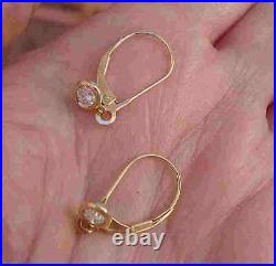 Bezel Set Diamond Leverback Drop Earrings 14K Yellow Gold custom made