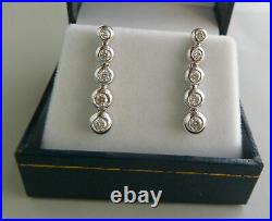 Bezel Set Enagegment Wedding Drop Dangle Earrings 14K White Gold 4.12 Ct Diamond