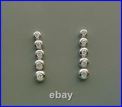 Bezel Set Enagegment Wedding Drop Dangle Earrings 14K White Gold 4.12 Ct Diamond