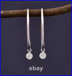 Bezel Set Engagement & Anniversary Drop Earrings 1.85 Ct Diamond 14K White Gold