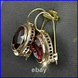 Bezel Set Engagement Dangle Drop Earrings 14K Yellow Gold Over 3.5 Ct Oval Ruby