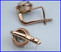 Bezel Set Engagement Solitaire Earrings 1.85 Ct Moissanite 14k Rose Gold Filled