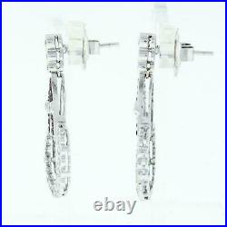 Bezel Set Engagement Wedding Dangle Drop Earrings 14K White Gold 1.62 Ct Diamond