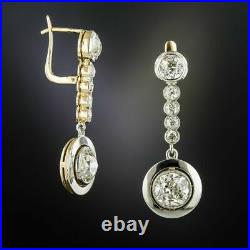 Bezel Set Engagement Wedding Dangle Drop Earrings 14K White Gold 3.4 CT Diamond