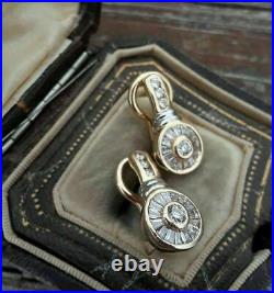 Bezel Set Engagement Wedding Drop Earrings 14K Yellow Gold Filled 2.06Ct Diamond