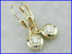 Bezel Set Engagement Wedding Drop Earrings 2.2Ct Diamond 14k Yellow Gold Plated