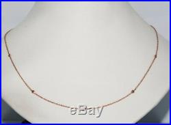 Bezel set genuine pink. 17ct Diamond rose solid 14k gold by yard necklace
