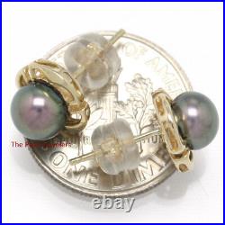 Black Cultured Pearl Earring & Pendant Set 14k Solid Yellow Gold TPJ