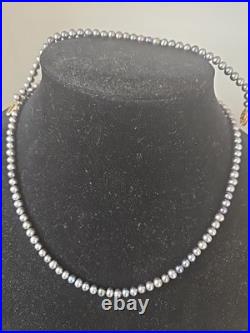 Black Peacock Cultured Pearl Necklace & Bracelet Set With 14kt Gold Clasp 18