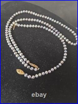 Black Peacock Cultured Pearl Necklace & Bracelet Set With 14kt Gold Clasp 18