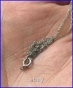 Black Pearl Set In 10k Solid White Gold Pendent On 18 Chain Necklace