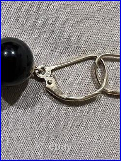 Black onyx, pearl 14 Karat Gold Set Of Earrings, Necklace, Bracelet All 14k
