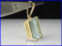 Blue Topaz Pendant 14K Yellow Gold 20.00ct Sky Blue Necklace Statement Chunky