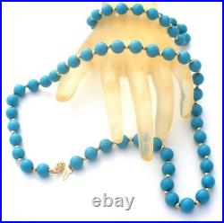 Blue Turquoise & 14K Gold Yellow Bead Jewelry Set Vintage PJS