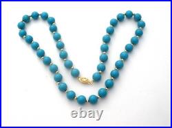 Blue Turquoise & 14K Gold Yellow Bead Jewelry Set Vintage PJS