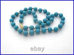 Blue Turquoise & 14K Gold Yellow Bead Jewelry Set Vintage PJS