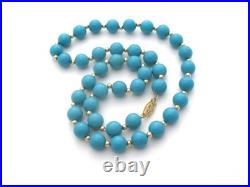 Blue Turquoise & 14K Gold Yellow Bead Jewelry Set Vintage PJS