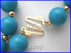 Blue Turquoise & 14K Gold Yellow Bead Jewelry Set Vintage PJS