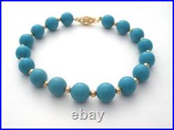 Blue Turquoise & 14K Gold Yellow Bead Jewelry Set Vintage PJS