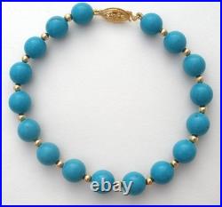 Blue Turquoise & 14K Gold Yellow Bead Jewelry Set Vintage PJS