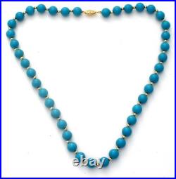 Blue Turquoise & 14K Gold Yellow Bead Jewelry Set Vintage PJS