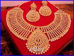 Bollywood Fashion Ethnic Wedding Bridal 4 PCS Indian Stone Necklace Jewelry Set