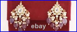 Bollywood Kundan Gold plated set with lavender Purple beads and Pearls